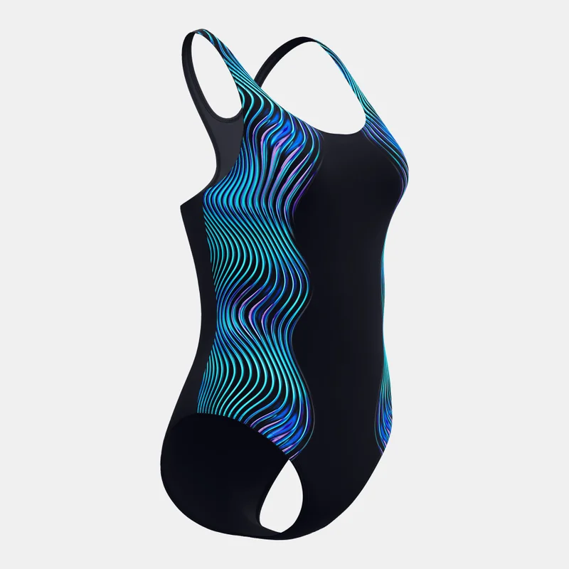 speedo Black Women's Medalist Printed One-Piece Swimsuit for Women | Best Price UAE
